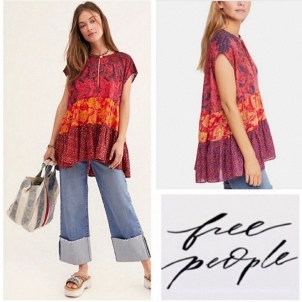 Free People Multicolor Floral Tunic Top